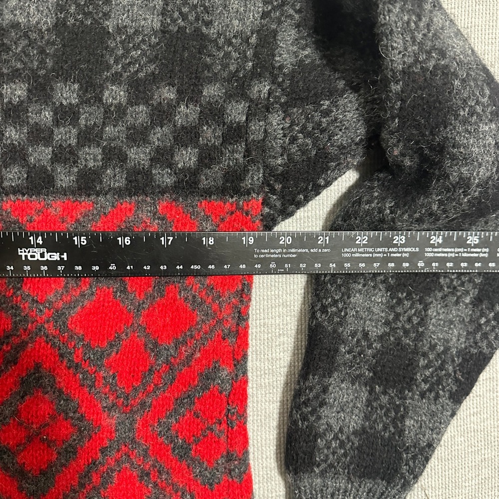 Vintage Brass Plum Nordstrom Shetland Wool Sweater Black Red Plaid Mens Medium - Picture 6 of 10
